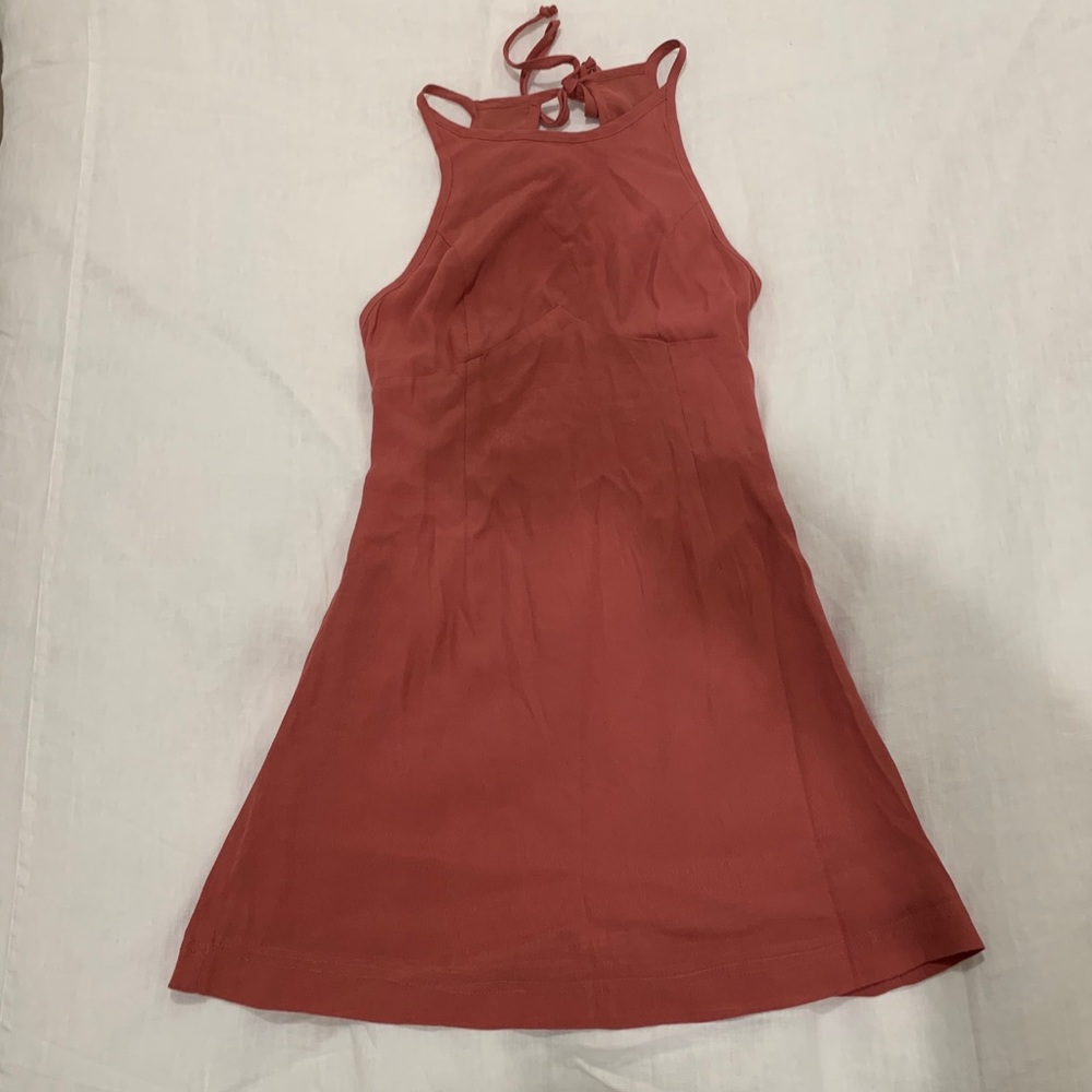 Coral open back dress
